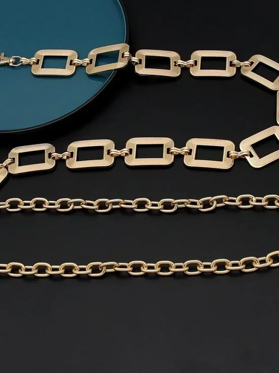 Women's Chain Belt Metal Waist Belt Chunky Belly Link Belt - Picture 4 of 7